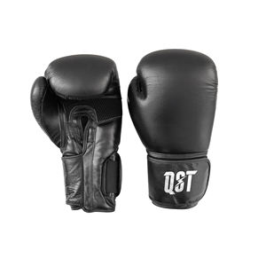 Gants d'entraînement de boxe en cuir noir de haute qualité, respirants, à doigts entiers, anti-humidité, pour Muay Thai et Kickboxing, avec fermeture auto-agrippante - Product Image 6