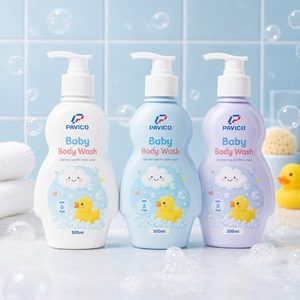 Botella de PET Curva de 300ml para Jabón Corporal de Bebé, Color Blanco Opaco, con Bomba Dosificadora para Champú y Gel de Ducha para Niños, Fabricante de Vietnam - Product Image 4