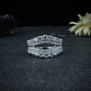 Wholesale 925 Sterling Silver Wedding <b>Ring</b> Full VVS Moissanite Diamond Wedding Enhancer Guard Engagement <b>Rings</b> <b>Set</b> <b>for</b> <b>Women</b> - Product Image 1