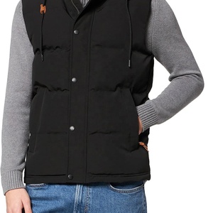 Chaleco Acolchado Negro para Hombre con Cierre de Botones, Chaqueta sin Mangas Gruesa y Resistente al Viento para Invierno, Ropa Casual para Exteriores - Product Image 1