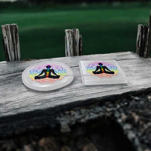 Posavasos de selenita de piedras preciosas naturales con símbolo de Geometría Sagrada 3D pegatina decoración del hogar posavasos Placa de carga a granel al por mayor - Product Image 6