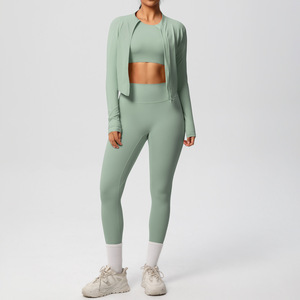 Conjunto Deportivo de Yoga para Mujer, Tallas Grandes, 4 Piezas, Ecológico, Transpirable, de Alta Sujeción, Spandex/Nylon, Venta al Por Mayor Personalizada - Product Image 3