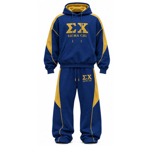 Ensemble de survêtement Sigma Chi, lettres grecques crème et or, 1913, sweat à capuche et pantalon long, tenue décontractée - Product Image 5