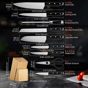 Set di coltelli da cucina per uso domestico e commerciale con ceppo portacoltelli per utensili da pesce - Product Image 6