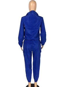 Ensemble 2 pièces tendance 2026 pour femme : coupe-vent bleu, veste pull demi-zip et pantalon cargo jogger – Survêtement décontracté streetwear - Product Image 3