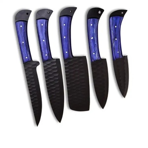 Ensemble de couteaux de chef ambidextres faits à la main, 5 pièces, en acier inoxydable, avec couches d'acier Damas et manche en résine, avec étui en cuir pour la cuisine - Product Image 6
