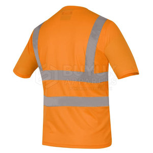เสื้อยืดนิรภัยแขนสั้นแบบสะท้อนแสงสำหรับคลังสินค้าและงานก่อสร้าง ผ้าโพลีเอสเตอร์ 100% ระบายอากาศได้ดี ทรงปกติ - Product Image 2