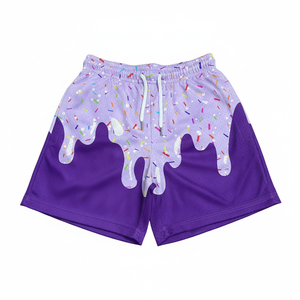 Custom Logo Sublimation Printing Mesh 100% Polyester Double <b>Layer</b> Graphic Printing Men's Mesh Shorts - Product Image 1