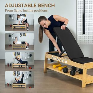 Banco de Pesas Ajustable de Madera Negra con Soporte para Mancuernas para Entrenamiento en Casa, Banco de Levantamiento Plano o Inclinado - Product Image 4
