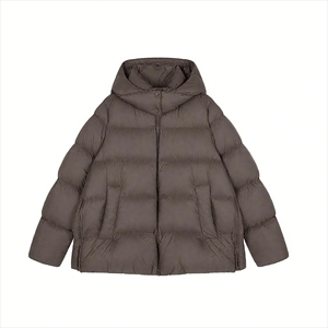 Chaqueta acolchada de invierno para mujer con logotipo personalizado, con capucha, cremallera, estilo burbuja, extragrande, para exteriores - Product Image 1