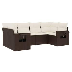 Ensemble de canapés de jardin en rotin PE brun avec coussins crème, design contemporain, imperméable, pour mobilier de patio - Product Image 4