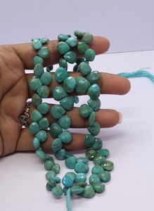Perles en forme de cœur facettées en turquoise d'Arizona AAA, 7-9 mm, pierres précieuses naturelles en turquoise d'Arizona, perles en forme de cœur facettées de 8 pouces - Product Image 4