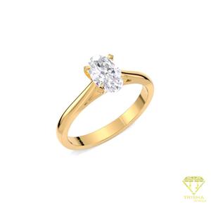 Lab Grown Diamond Round Cut <b>Solitaire</b> Engagement <b>Ring</b> in Yellow Gold Minimalist Wedding Promise Anniversary <b>Ring</b> - Product Image 1