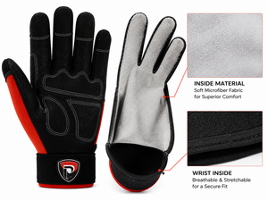 Guantes de Seguridad de Cuero de Alta Calidad Dumela International, Rayados en Rojo y Negro, Largos hasta la Muñeca, Transpirables, para las Cuatro Estaciones, Deportivos y de Uso Diario - Product Image 2