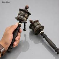 Nouveau Roue de prière bouddhiste artisanale en métal, en laiton sculpté, de forme irrégulière, artisanat religieux Asthamangal, cadeau du Nouvel An, numérique