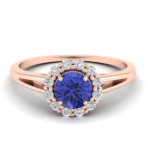 Anillo Halo con Gema de Tanzanita de Corte Brillante Redondo REYES de 0.84Ct, Alta Calidad, Oro de 14K, Certificado IGI, Joyería de Diamantes para Mujer - Product Image 6