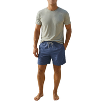 Shorts Bermuda décontractés pour hommes, couleur bleu uni, avec cordon de serrage, taille élastique, respirants, anti-plis, séchage rapide