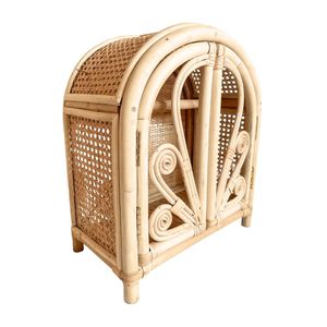 Decorative Natural Rattan Doll Wardrobe with Swirl Design Doors Handmade Boho <b>Miniature</b> Closet Sustainable Toy Storage Organizer - Product Image 1