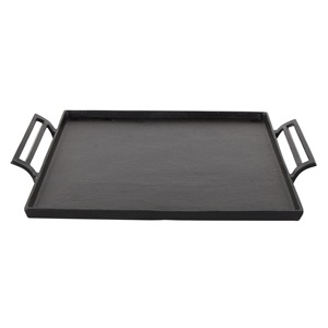 Bandeja Decorativa Rectangular de Hierro con Asas, Diseño Industrial, Acabado con Revestimiento, Empaque Individual para Decoración del Hogar - Product Image 1