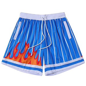 กางเกงบาสเก็ตบอลตาข่ายผู้ชายแบบสั่งทำพิเศษ เอวยางยืด มีเชือกผูก กระเป๋าข้าง พิมพ์ลายแบบระเหิด 3 มิติ รับผลิตแบบ OEM ODM - Product Image 6