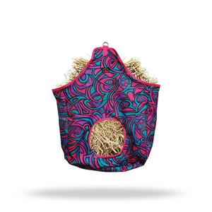 Slow Feed Horse Hay Bag Customized Nylon <b>Equestrian</b> Feeding Bag with Front Hole for Stable and Travel Use - Product Image 1