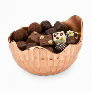 Tazón para servir chocolate de diseño moderno en cobre y metal, plato de postre de acero inoxidable para el hogar, hotel y eventos de boda a precio económico. - Product Image 4