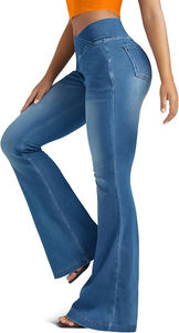 Jean en denim pour femme, style western délavé Y2K, coupe droite, taille haute, extensible, tailles S-XXL, streetwear, printemps-été, décontracté, en promotion - Product Image 2