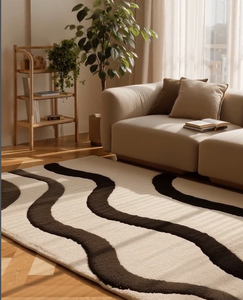 Alfombra hecha a mano con diseño moderno en blanco y negro, de alta calidad, ecológica, para sala de estar, habitaciones infantiles, hoteles y oficinas. - Product Image 2