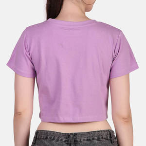 Camiseta de Algodón para Mujer, Ecológica, Personalizada, Color Morado Sólido, Casual, Manga Corta, Corte Regular, para Primavera - Product Image 5