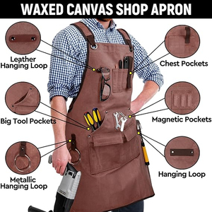 Black Polyamide <b>Waterproof</b> <b>Work</b> Apron Adjustable Crossback Unisex Dust Proof Multi Pocket Utility Workshop Repair Maintenance - Product Image 3