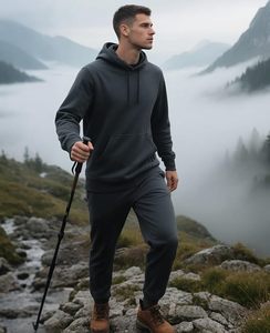 Survêtements pour hommes, ensemble 2 pièces, sweat-shirt et pantalon de survêtement en molleton, tenue de sport décontractée pour hommes - Product Image 3