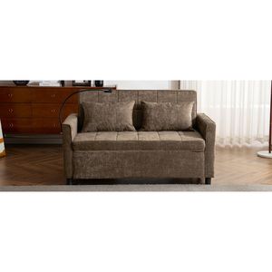 Divano Letto Estraibile da 144,5 cm con Schienale Reversibile, Tasche Laterali e Due Porte USB per Telefoni, Ideale per Spazi Ristretti - Product Image 1