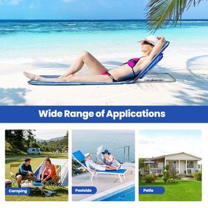 Set da 3 Pezzi di Tappetini per Sdraio da Spiaggia, Include 2 Sdraio Regolabili con Tavolino a Righe - Product Image 5