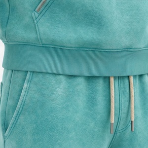 Survêtement unisexe à capuche de couleur unie, manches longues, poches zippées, tenue décontractée pour adultes, saison automne, 100 % coton, coupe mi-lourde - Product Image 5