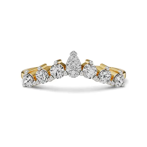 Bague en diamant de laboratoire taille poire couleur F clarté VS1 de 1,50 carat, minimaliste, en or 14 carats, bague de mariage à sept pierres pour elle - Product Image 1