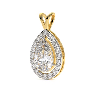 Colgante de Oro Amarillo Sólido de 14K con Diamante Cultivado en Laboratorio con Certificación IGI, Corte Pera, D VVS1, Halo, 1.4 Quilates, Regalo de Lujo para Compromiso o Boda - Product Image 4