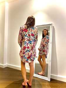 Pijama de algodón para mujer, conjunto de camisa larga con botones, estampado, suave, para verano, playa, noche, vestido de dormir. - Product Image 5