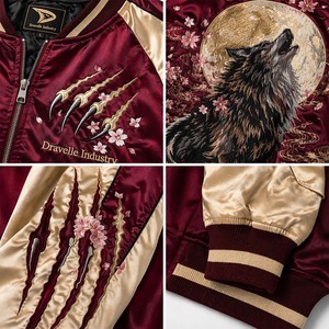 แจ็คเก็ตบอมเบอร์ OEM พรีเมียม โยโกสึกะ ซูกาจัง แบบสองด้าน ผ้าซาติน ปักลายเครน - Product Image 5