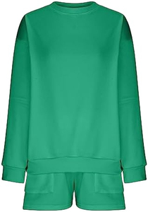 Conjuntos deportivos casuales de verano de 2 piezas para mujer, conjunto de pantalones cortos de algodón para mujer - Product Image 3