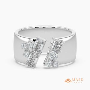 Anillo de Moissanita para Mujer, Corte Esmeralda, Banda Ancha, Plata de Ley 925, Anillo de Compromiso Moderno, Joyería de Moda de Los Ángeles - Product Image 1