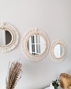 Miroir mural rond en macramé bohème de 16 pouces, fait à la main en corde de coton, décoration murale suspendue pour chambre à coucher, salon, décoration de la maison - Product Image 2