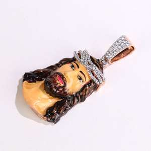 Colgante Personalizado de Moissanita con Esmalte de Rostro de Jesús, Joyería Fina Cristiana Única con Plata 925, Colgantes y Dijes Religiosos - Product Image 4