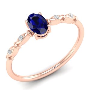Anillo de Plata de Ley 925 con Zafiro Azul Ovalado de 0.5 Quilates, Certificado GRA, Joyería Fina con Moissanita Certificada GRA - Product Image 2