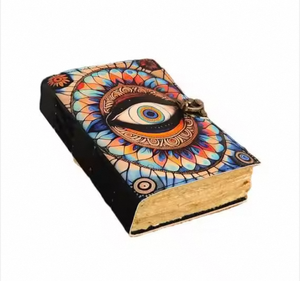 Premium Handmade Genuine Leather <b>Journal</b> with Eye Design Lock Vintage Diary Refillable Notebook Travel <b>Writing</b> Sketchbook G - Product Image 2
