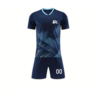 Conjunto de Camiseta de Fútbol Sublimada Azul Marino para Hombre, Manga Corta, Absorbe la Humedad, Corte Regular, Uniforme de Fútbol - Product Image 2