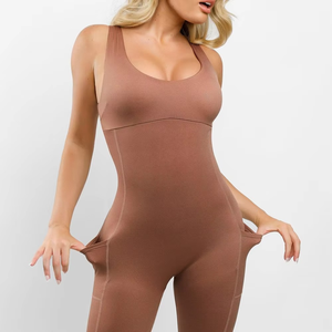 Dernière Collection : Combinaison Décontractée Femme Sexy Marron, Sans Manches, Col Rond, Coupe Flexible, Respirante, Tendance, OEM - Product Image 3