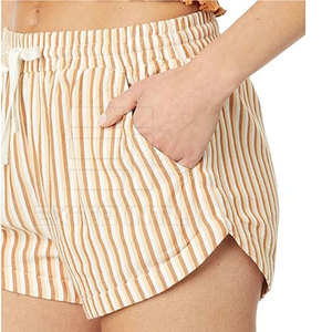 Soft Cotton Striped Women Shorts With Pockets Loose Fit Drawstring Waist Vacation Beach Wear Bermuda <b>Lounge</b> Wholesale Custom 202 - Product Image 3