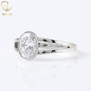 Oval Cut Moissanite Engagement <b>Ring</b> Bezel Set <b>Split</b> Shank Diamond <b>Ring</b> for Women Engagement <b>Ring</b> - Product Image 2