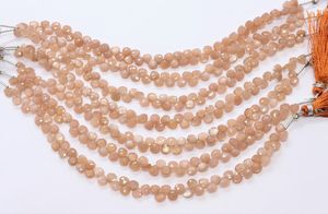 Perles de pierre de lune pêche naturelle facettées en forme de cœur pour la fabrication de bijoux, perles de pierre de lune pêche facettées en forme de cœur de 5 mm, grossiste - Product Image 2