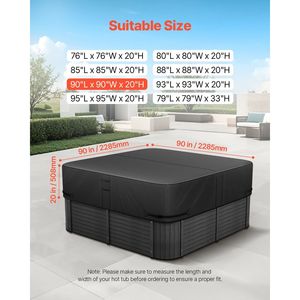Housse de protection pour spa extérieur 90 x 90 x 20 pouces en tissu Oxford 600D résistant aux intempéries et imperméable, enrouleur de couverture de piscine 900D - Product Image 2